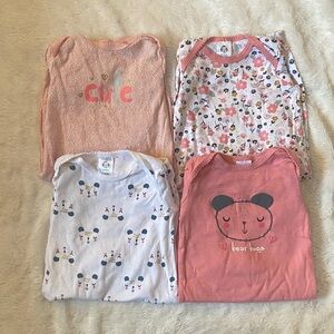 0-6 Month Set of Gerber Baby Long Sleeve Sleep Sacks in Pink and White